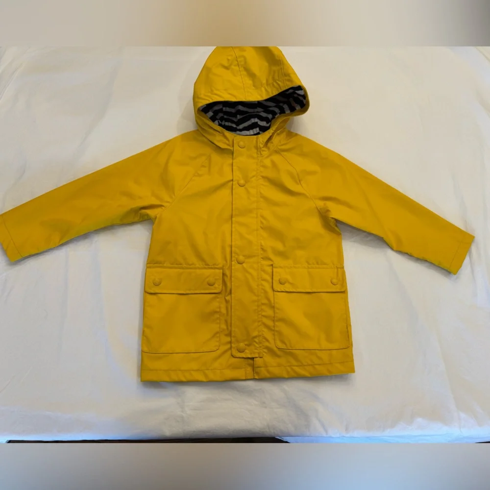 GAP Bright Yellow Kids Raincoat with Navy and White Lining - Size 4 - Picture 1 of 3